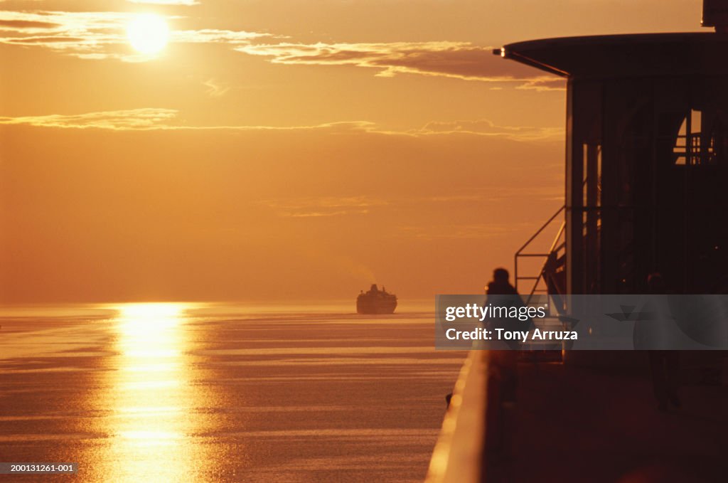 Sunset over water, viewed from cruise ship