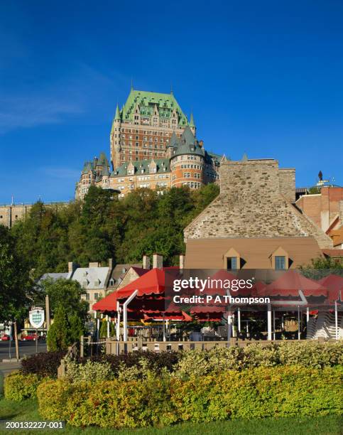 canada, quebec, quebec city, chateau frontenac, low angle view - chateau frontenac hotel stock pictures, royalty-free photos & images