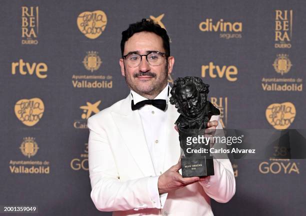 Juan Antonio Bayona winner of the Best Director Award for the film "La Sociedad De La Nieve" poses in the press room during the Goya Cinema Awards...