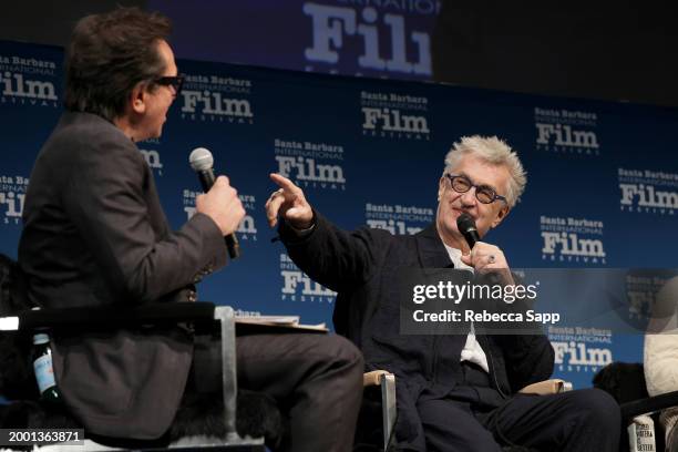 Executive Director Roger Durling and Wim Wenders speak at the International Panel during the 39th Annual Santa Barbara International Film Festival at...