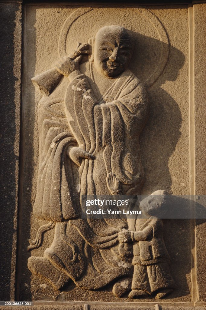 China, Fujian Province, Quanzhou City, carving on stone pagoda