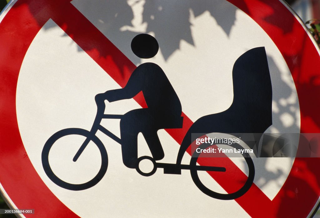 'No Rickshaws' road sign, close-up