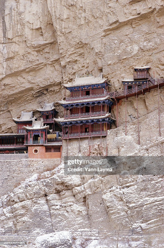 China, Shanxi Province, Hengshan, The Suspended Temple, low angle view