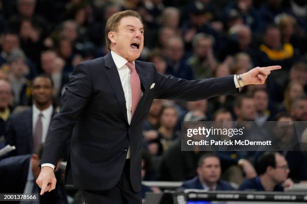 Head coach Rick Pitino of the St. John's Red Storm reacts during the second half against the Marquette Golden Eagles at Fiserv Forum on February 10,...