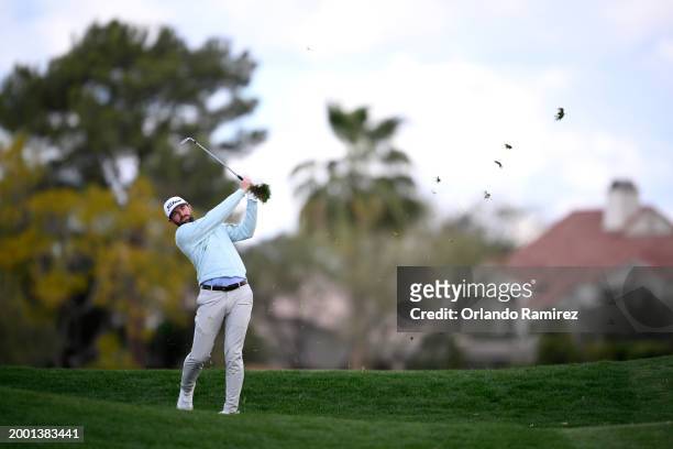 Cameron Young of the United States plays an approach shot on the second hole during the third round of the WM Phoenix Open at TPC Scottsdale on...