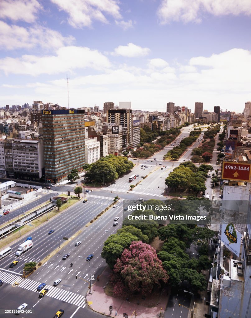 Argentina, Buenos Aires, Avenida, 9 de Julio, elevated view