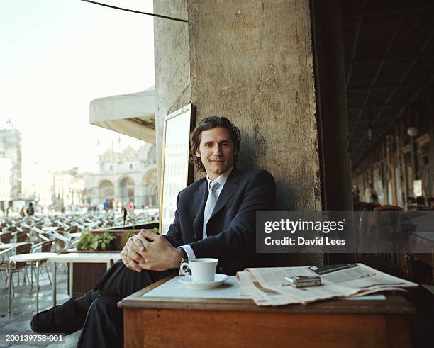 businessman sitting in cafe, portrait - italian culture stock pictures, royalty-free photos & images