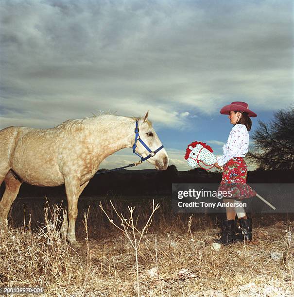 girl (12-14) with horse - hobby horse stock pictures, royalty-free photos & images