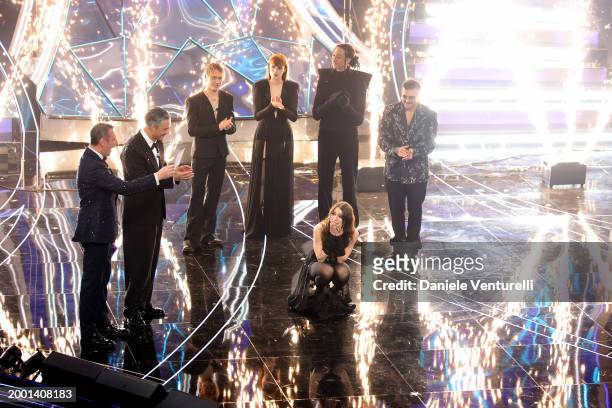 Angelina Mango receives the Leoncino D’Oro Award during the 74th Sanremo Music Festival 2024 at Teatro Ariston on February 11, 2024 in Sanremo, Italy.