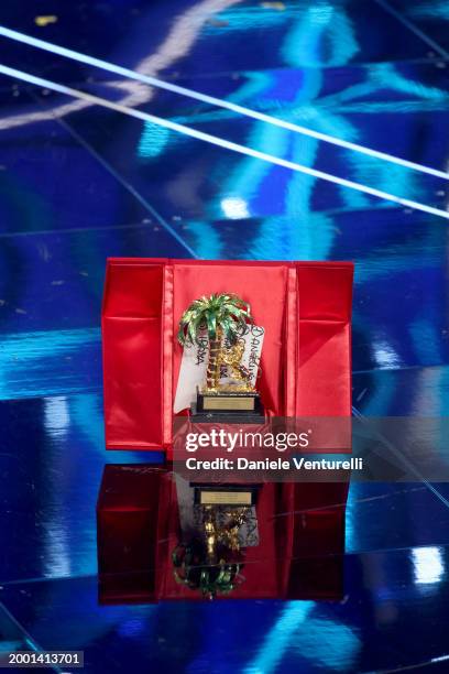 The Leoncino D’Oro Award during the 74th Sanremo Music Festival 2024 at Teatro Ariston on February 11, 2024 in Sanremo, Italy.