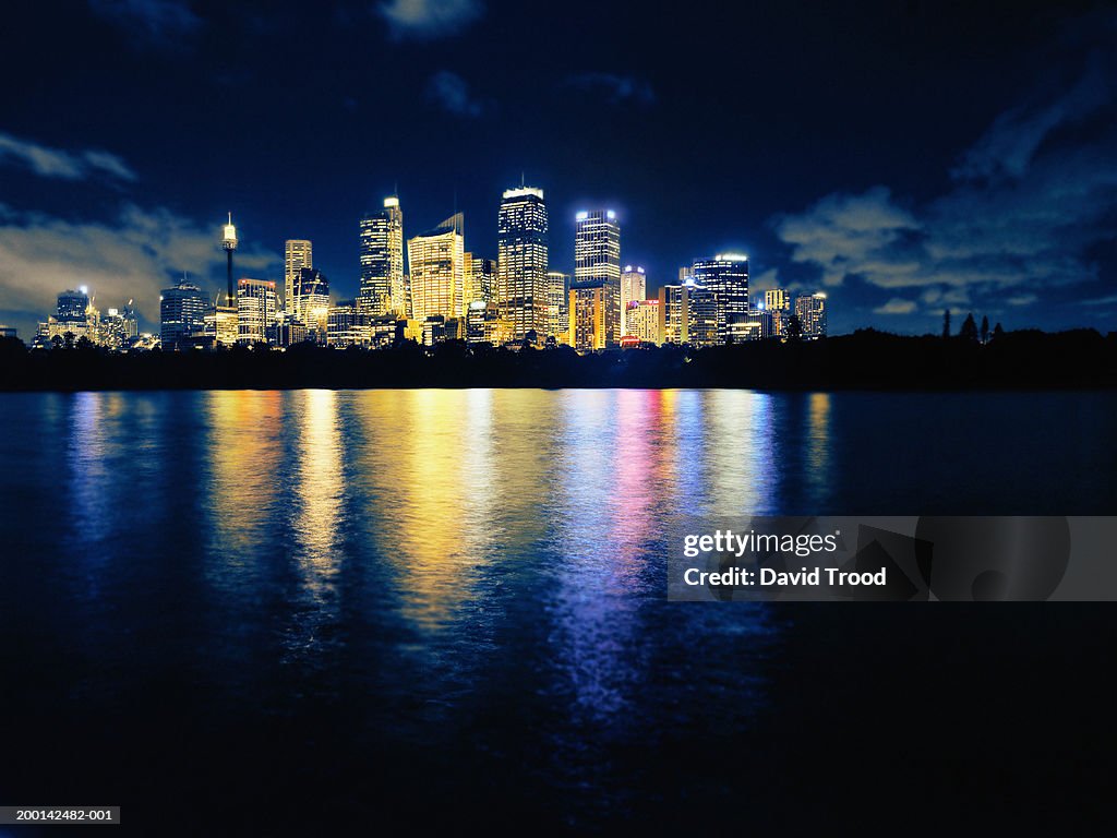 Australia, Sydney, skyline and harbour, night