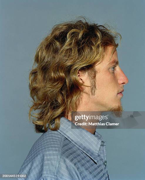 young man with goatee, profile, close up - stoneplus4 stock pictures, royalty-free photos & images