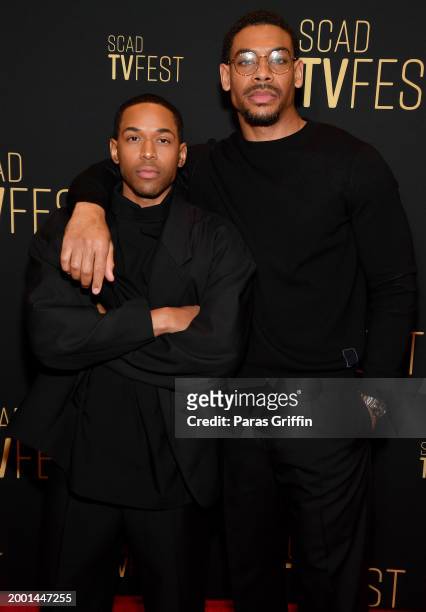 Kelvin Harrison Jr. And Aaron Pierre attend the anthology series "Genius: MLK/X" press junket during day four of the 2024 SCAD TVfest at Four Seasons...
