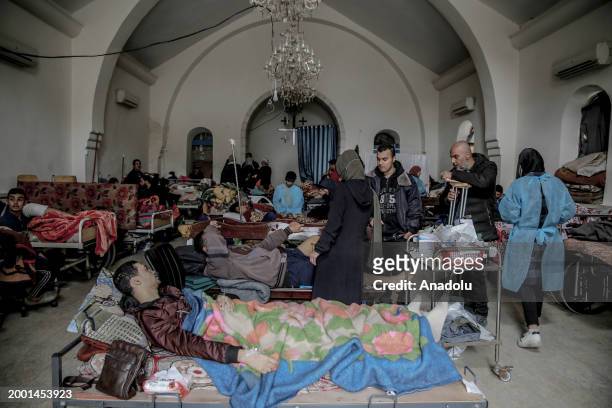 An interior view of St. Philip's Church on February 13, 2024 in Gaza City, Gaza. Hospitals in Gaza City are full of people injured in the Israeli...