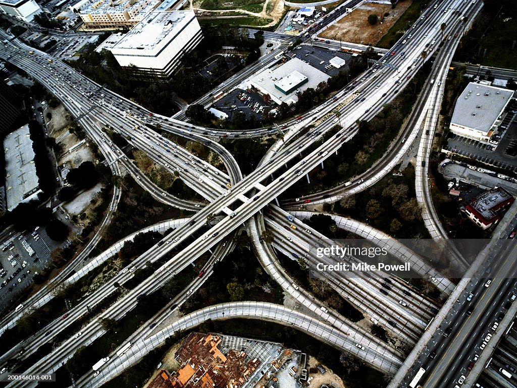 USA, California, Los Angeles, 110 and 101 freeway interchange