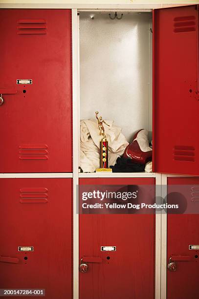 basketball trophy in locker - locker stock pictures, royalty-free photos & images