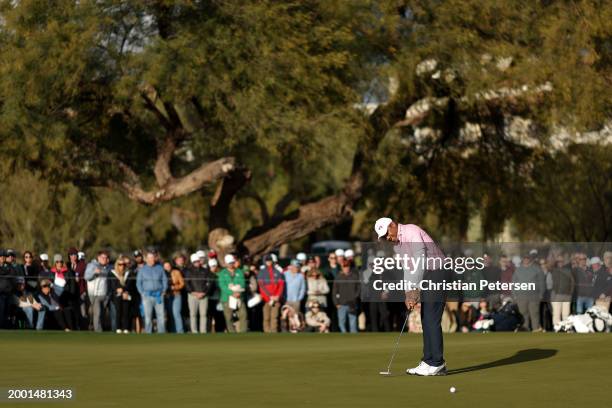 Jhonattan Vegas of Venezuela putts on the fourth green during the third round of the WM Phoenix Open at TPC Scottsdale on February 10, 2024 in...