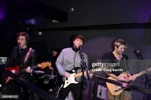 Keaton Stromberg, Wesley Stromberg and Drew Chadwick of Emblem3 perform at Supermodels Unlimited Magazine Presents: Billboards Over Broadway - NYFW...