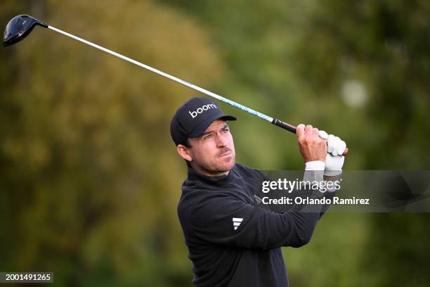 Nick Taylor of Canada plays his shot from the fifth tee during the third round of the WM Phoenix Open at TPC Scottsdale on February 10, 2024 in...