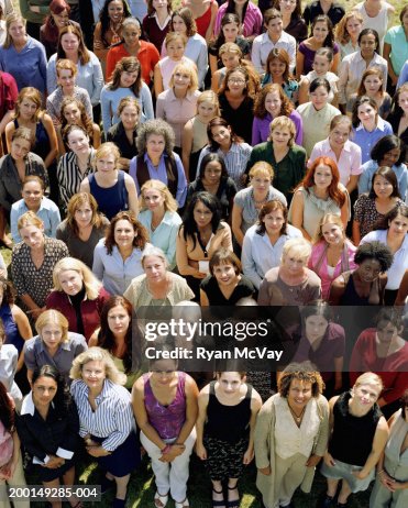 Crowd of women, portrait, elevated view Crowd of women, portrait, elevated view