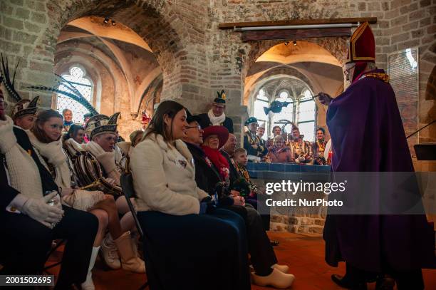 During the Carnival celebrations in Nijmegen, Netherlands, on February 13 Wout and Mieke Engelaar are celebrating the traditional fake peasant...