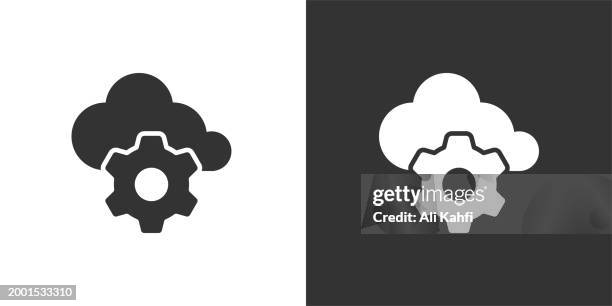 cloud system development icon. solid icon that can be applied anywhere, simple, pixel perfect and modern style - server error vector stock illustrations