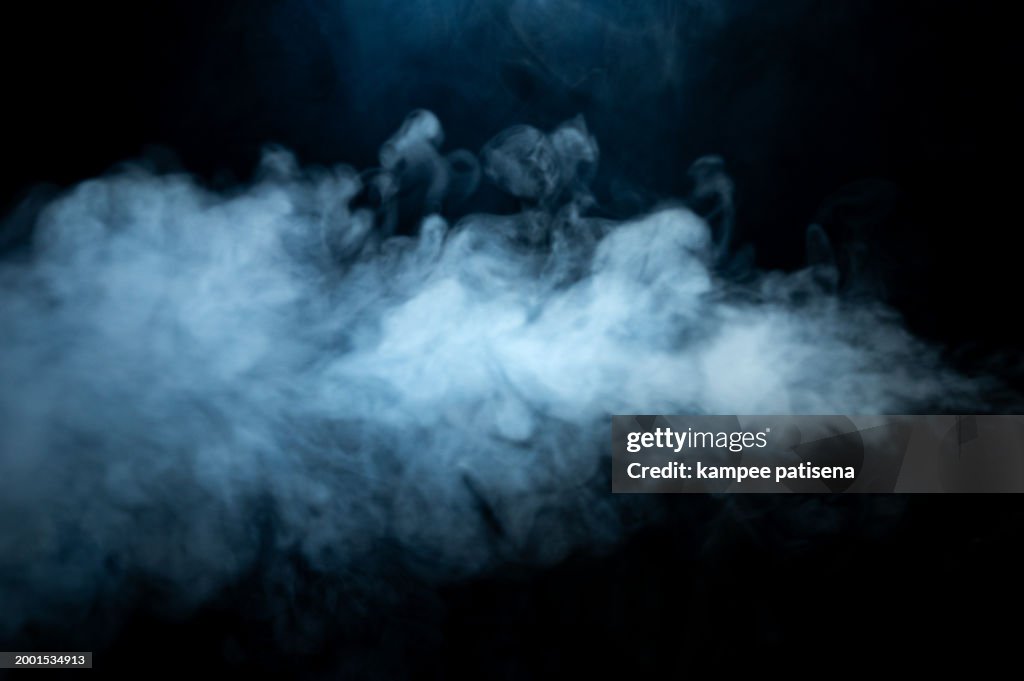 Abstract Realistic Soft Smoke , Fog , Vapor On Black Background.