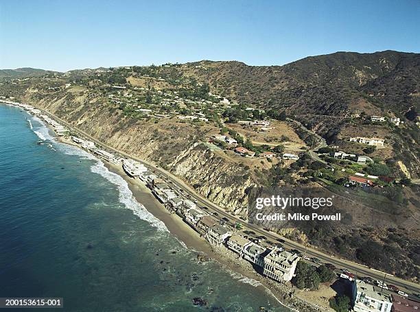 usa, california, malibu, aerial view of pacific coast highway - malibu imagens e fotografias de stock