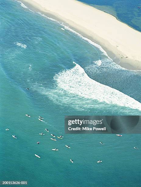 usa, california, malibu, aerial view of  surfriders beach - malibu beach california stock pictures, royalty-free photos & images