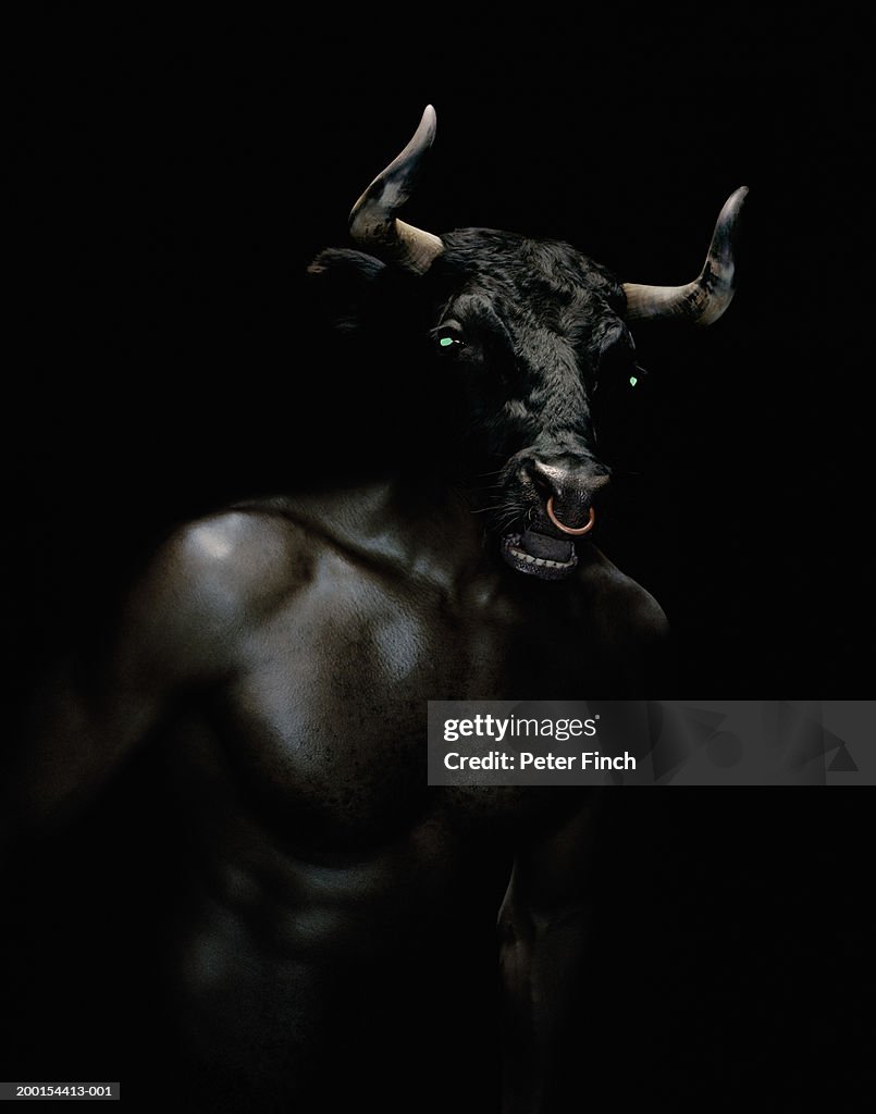 Minotaur emerging from shadows (Digital Composite)