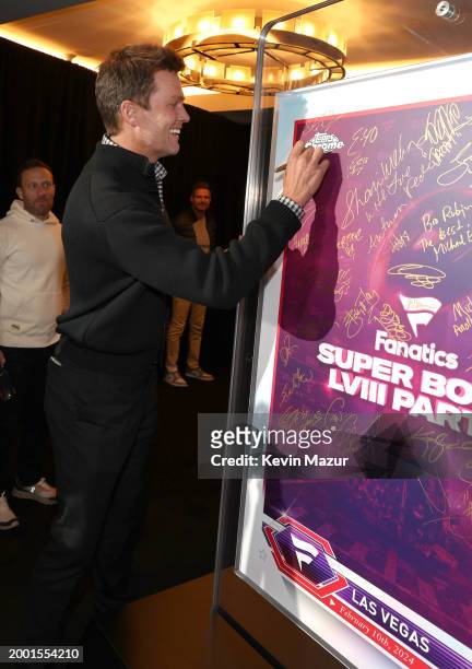 Tom Brady attends Michael Rubin’s 2024 Fanatics Super Bowl Party at the Marquee Nightclub at The Cosmopolitan of Las Vegas on February 10, 2024 in...
