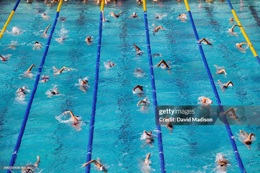 Crowded lap pool (Digital Enhancement)