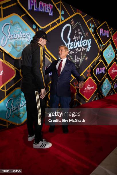 Phil Hellmuth and Leigh Steinberg attend The Leigh Steinberg Super Bowl Party 2024 at Ahern Luxury Boutique Hotel Las Vegas on February 10, 2024 in...