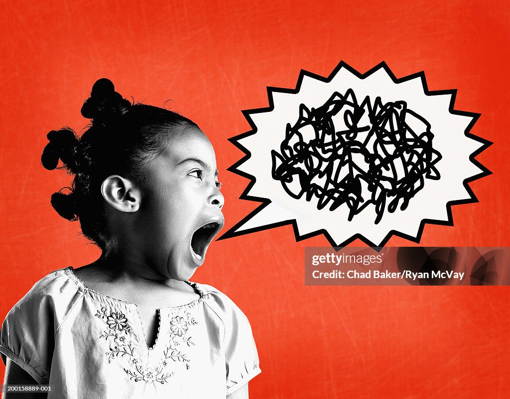 Girl (6-8) yelling (Digital Composite)