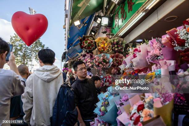 Flower shop is seen in Hong Kong on February 14, 2024.
