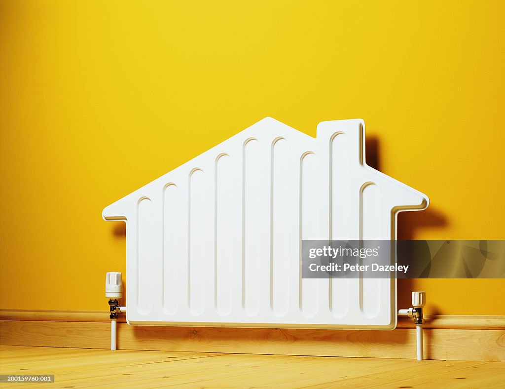 House shaped radiator on wall