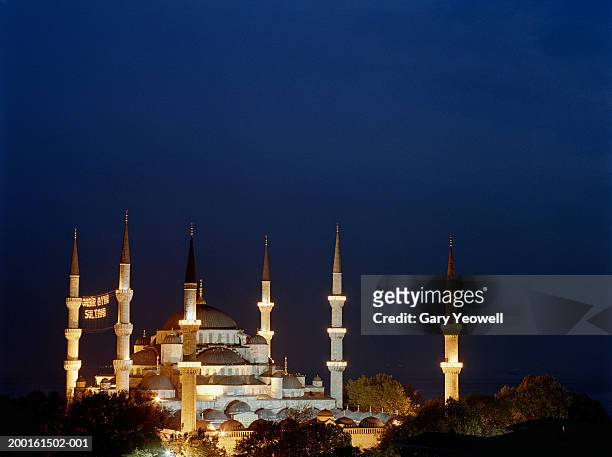 turkey, istanbul, sultanahmet, sultanahmet mosque, night - travel12 stock pictures, royalty-free photos & images