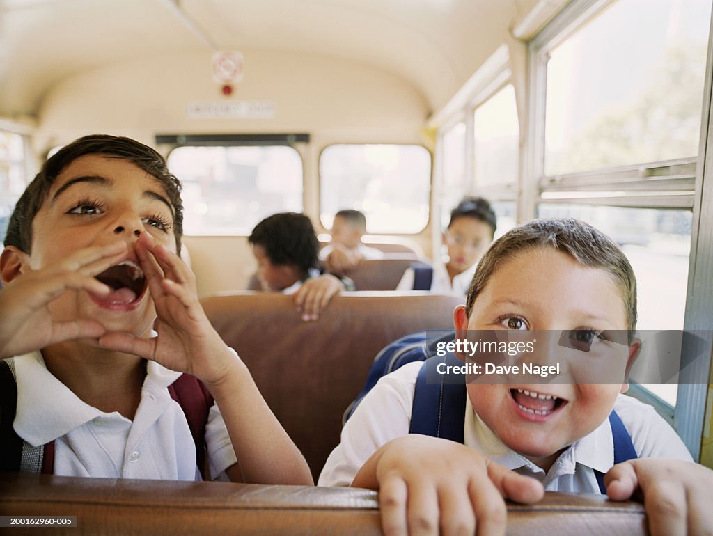Group of kids (6-8) having fun on school, portrait
