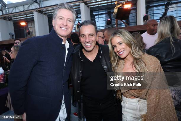 Gavin Newsom, Sebastian Maniscalco and Lana Gomez attend Michael Rubin’s 2024 Fanatics Super Bowl Party at the Marquee Nightclub at The Cosmopolitan...