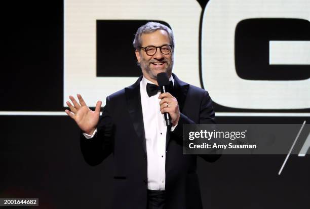 Host Judd Apatow speaks onstage during the 76th Directors Guild of America Awards at The Beverly Hilton on February 10, 2024 in Beverly Hills,...