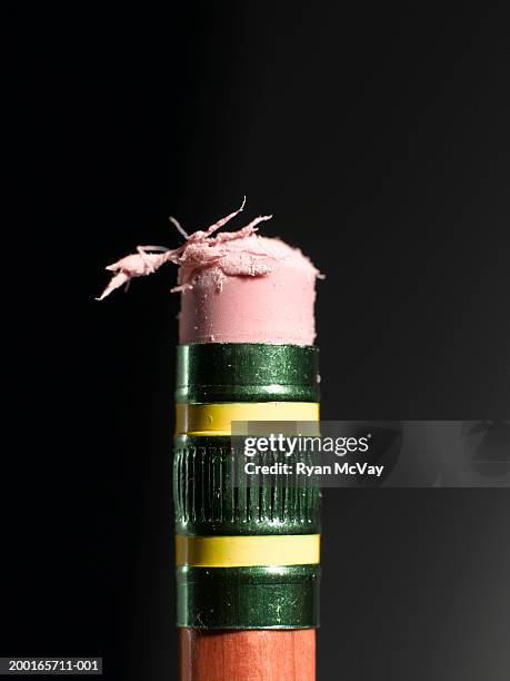 pencil eraser, close-up - eraser stockfoto's en -beelden