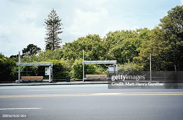 two bus stop stands - fermata di autobus foto e immagini stock