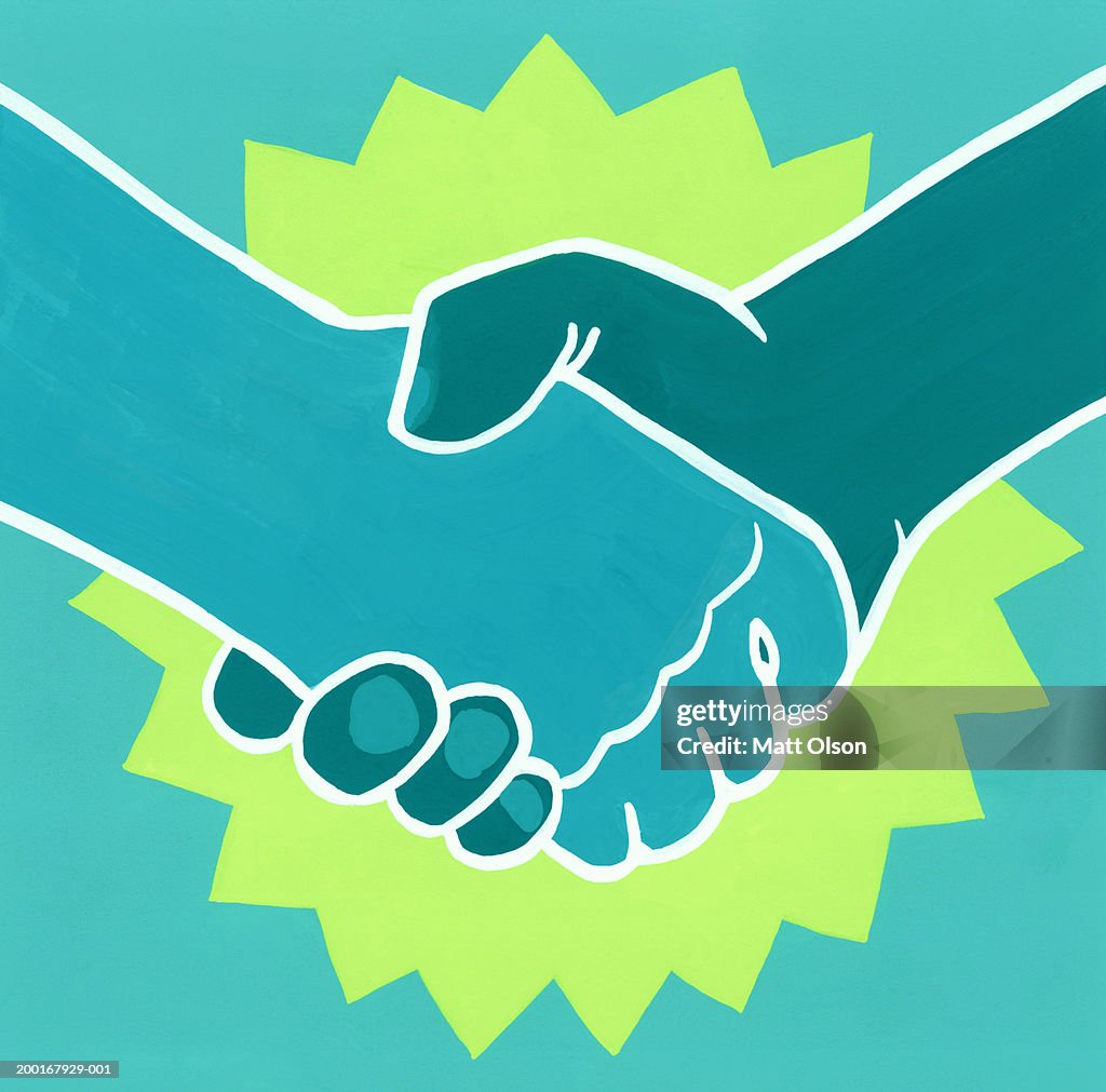 Two people shaking hands, close-up of hands