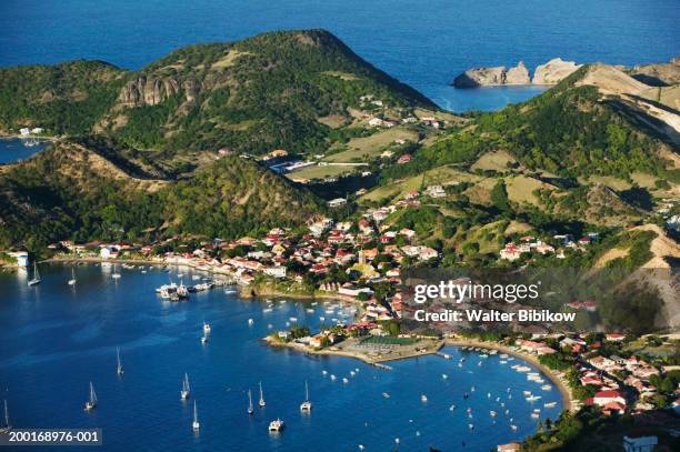 caribbean, guadeloupe, lles des saintes, terre de haut, aerial view - la guadalupa foto e immagini stock