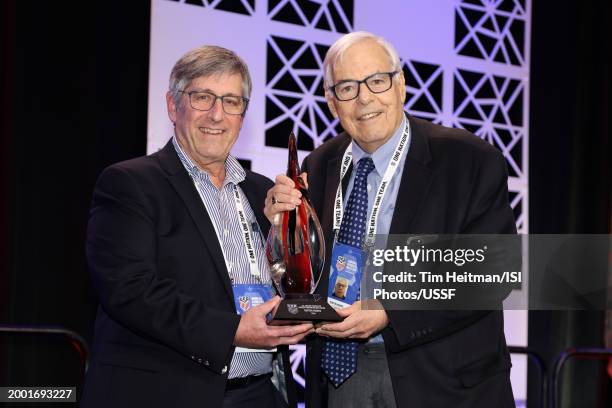 Michael Karon presents Burton Haimes with the Werner Fricker Builder Award at the U.S. Soccer Awards Dinner Reception during the U.S. Soccer Annual...