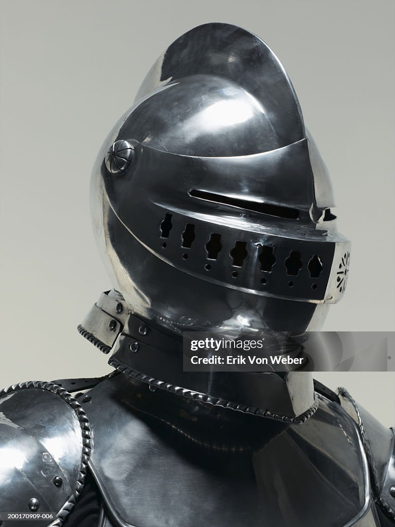 Man wearing suit of armor