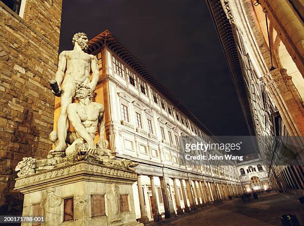 italy, florence, uffizi museum, dusk - uffizi museum stock pictures, royalty-free photos & images