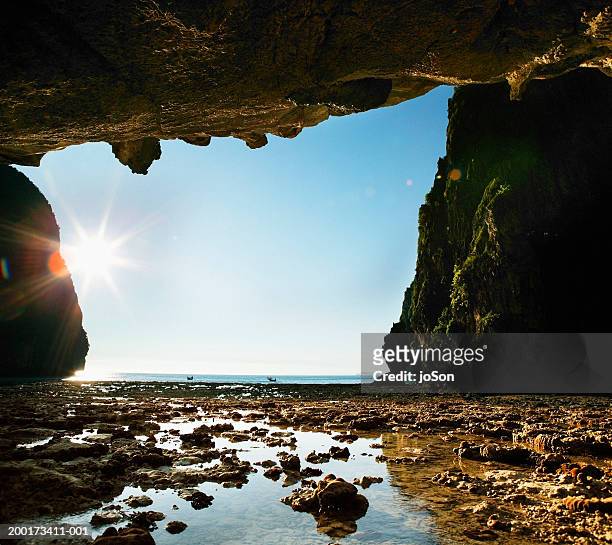 sun shining on cave entrance - emerging from ground stock pictures, royalty-free photos & images