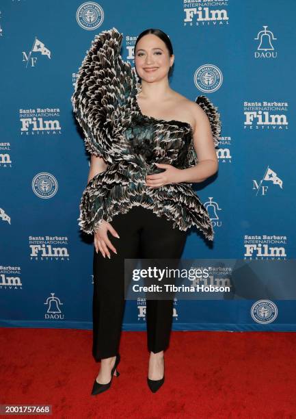 Lily Gladstone attends the Virtuosos Award ceremony during the 39th Annual Santa Barbara International Film Festival at The Arlington Theatre on...