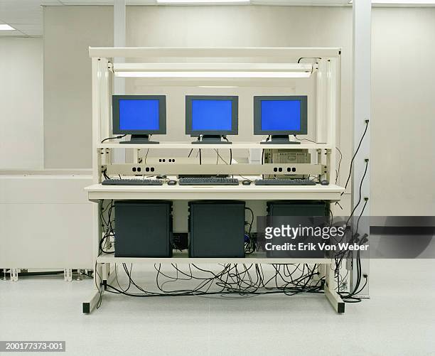 computers in lab - stoneplus10 stock pictures, royalty-free photos & images
